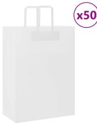 vidaXL Хартиени торбички 50 бр с дръжки бели 32x17x44 см