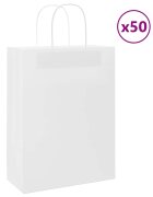 vidaXL Хартиени торбички 50 бр с дръжки бели 32x22x28 см
