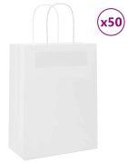 vidaXL Хартиени торбички 50 бр с дръжки бели 32x22x28 см