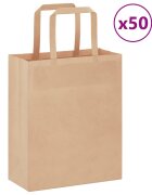 vidaXL Хартиени торбички 50 бр с дръжки кафяви 18x8x22 см