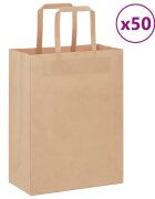 vidaXL Хартиени торбички 50 бр с дръжки кафяви 21x11x28 см
