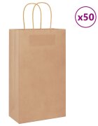 vidaXL Хартиени торбички 50 бр с дръжки кафяви 21x11x36 см