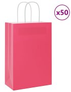 vidaXL Хартиени торбички 50 бр с дръжки розови 21x11x31 см