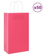 vidaXL Хартиени торбички 50 бр с дръжки розови 21x11x36 см