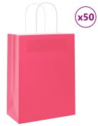 vidaXL Хартиени торбички 50 бр с дръжки розови 32x22x28 см