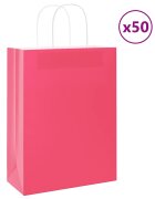 vidaXL Хартиени торбички 50 бр с дръжки розови 32x22x28 см