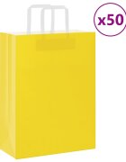 vidaXL Хартиени торбички 50 бр с дръжки жълти 26x12x35 см