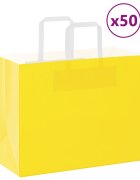 vidaXL Хартиени торбички 50 бр с дръжки жълти 32x17x25 см