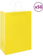 vidaXL Хартиени торбички 50 бр с дръжки жълти 32x17x44 см