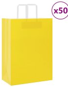 vidaXL Хартиени торбички 50 бр с дръжки жълти 32x17x44 см