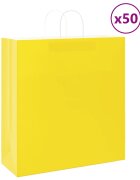vidaXL Хартиени торбички 50 бр с дръжки жълти 45x17x48 см