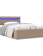 vidaXL Хидравлично легло с LED капучино изкуствена кожа 140x200 cм