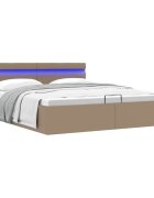 vidaXL Хидравлично легло с LED капучино изкуствена кожа 180x200 cм