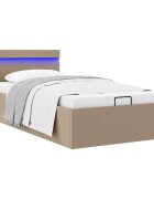 vidaXL Хидравлично легло с LED капучино изкуствена кожа 90x200 cм