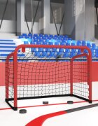 vidaXL Хокейна врата червено и черно 68x32x47 см стомана и полиестер