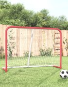 vidaXL Хокейна врата с мрежа червено и бяло 153x60x118 см стомана