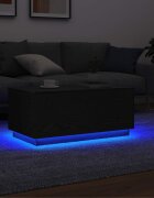 vidaXL Холна маса с LED осветление черен дъб 90x49x40 см