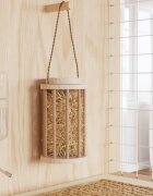 vidaXL Хранилка за сено за зайци Ø15x255 см масивна ела
