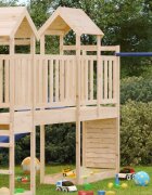 vidaXL Игрална кула Кафяво 53 x 1105 x 214 см Солидно борово дърво