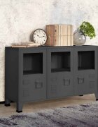 vidaXL Индустриален бюфет антрацит 105x35x62 см метал и стъкло