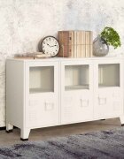 vidaXL Индустриален бюфет бял 105x35x62 см метал и стъкло