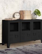 vidaXL Индустриален бюфет черен 105x35x62 см метал и стъкло
