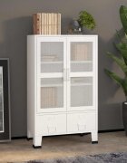 vidaXL Индустриален скрин за съхранение бял 70x40x115 cм метал