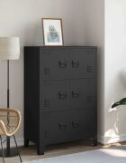 vidaXL Индустриален скрин за съхранение черен 75x40x115 cм метал