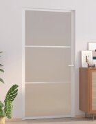 vidaXL Интериорна врата 1025x2015 см бял мат стъкло и алуминий
