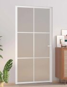 vidaXL Интериорна врата 1025x2015 см бял мат стъкло и алуминий