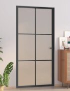 vidaXL Интериорна врата 1025x2015 см черен мат стъкло и алуминий