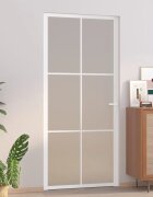 vidaXL Интериорна врата 93x2015 см бял мат стъкло и алуминий