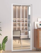 vidaXL Интериорна врата 93x2015 см бяла ESG стъкло и алуминий