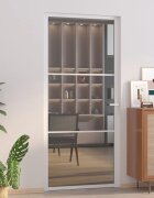 vidaXL Интериорна врата 93x2015 см бяла ESG стъкло и алуминий