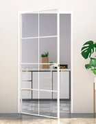 vidaXL Интериорна врата бяла 102x2015 см закалено стъкло и алуминий