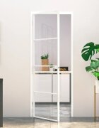 vidaXL Интериорна врата бяла 76x2015 см закалено стъкло и алуминий