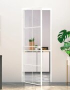 vidaXL Интериорна врата бяла 76x2015 см закалено стъкло и алуминий