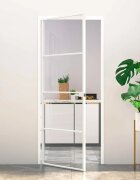 vidaXL Интериорна врата бяла 83x2015 см закалено стъкло и алуминий