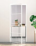vidaXL Интериорна врата бяла 83x2015 см закалено стъкло и алуминий