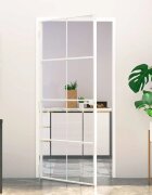 vidaXL Интериорна врата бяла 93x2015 см закалено стъкло и алуминий