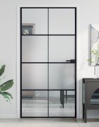 vidaXL Интериорна врата черна 1025x2015 см закалено стъкло/алуминий