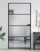vidaXL Интериорна врата черна 1025x2015 см закалено стъкло/алуминий