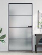 vidaXL Интериорна врата черна 1025x2015 см закалено стъкло/алуминий