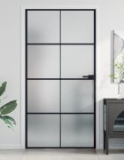 vidaXL Интериорна врата черна 1025x2015 см закалено стъкло/алуминий