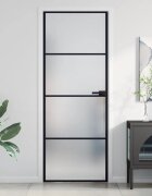 vidaXL Интериорна врата черна 76x2015 см закалено стъкло и алуминий