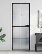 vidaXL Интериорна врата черна 76x2015 см закалено стъкло и алуминий