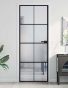 vidaXL Интериорна врата черна 76x2015 см закалено стъкло и алуминий