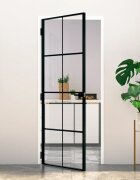 vidaXL Интериорна врата черна 83x2015 см закалено стъкло и алуминий