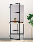 vidaXL Интериорна врата черна 83x2015 см закалено стъкло и алуминий