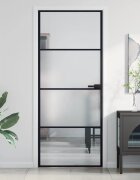 vidaXL Интериорна врата черна 83x2015 см закалено стъкло и алуминий